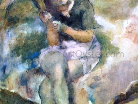 Woman with a Parasol by Jules Pascin - Hand-Painted Oil Painting on Canvas Online Sale