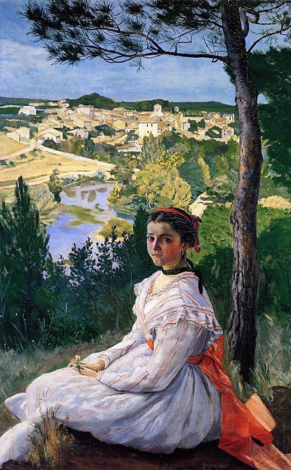 View of the Village by Jean Frederic Bazille - Hand-Painted Oil Painting on Canvas Online Sale