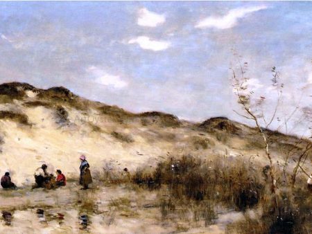 A Dune at Dunkirk by Jean-Baptiste-Camille Corot - Hand-Painted Oil Painting on Canvas Hot on Sale