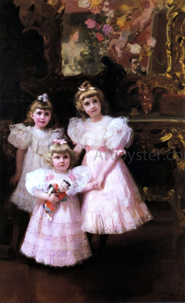 The Three Errazuriz Sisters by Joaquin Sorolla Y Bastida - Hand-Painted Oil Painting on Canvas Discount