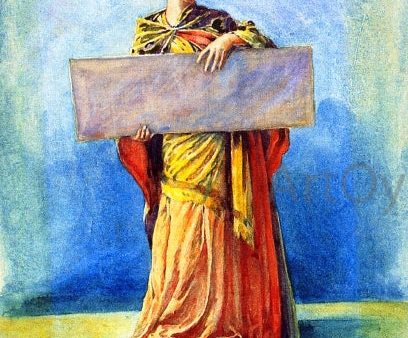 Girl with Tablet by John La Farge - Hand-Painted Oil Painting on Canvas on Sale