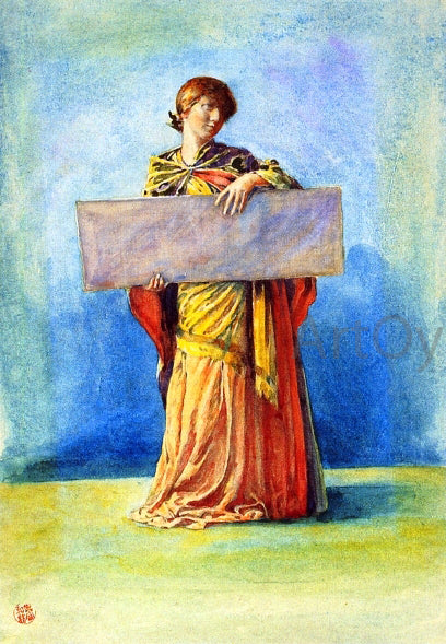 Girl with Tablet by John La Farge - Hand-Painted Oil Painting on Canvas on Sale