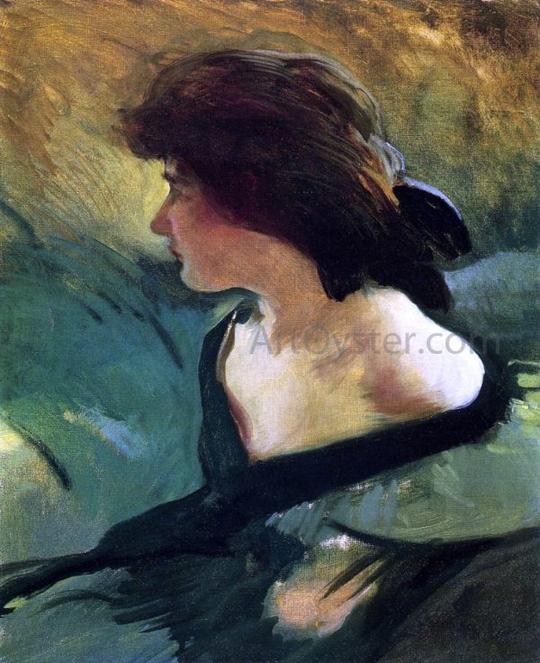 Young Girl in Green Dress by John White Alexander - Hand-Painted Oil Painting on Canvas Discount