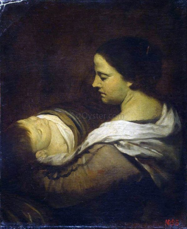 Woman with a Sleeping Child by Juan Bautista Martinez Del Mazo - Hand-Painted Oil Painting on Canvas Online Sale