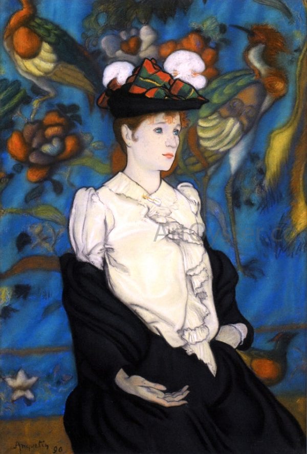 Woman with Hat by Louis Anquetin - Hand-Painted Oil Painting on Canvas Fashion