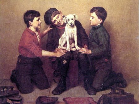 The Foundling by John George Brown - Hand-Painted Oil Painting on Canvas Sale