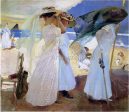 Under the Awning, Zarauz by Joaquin Sorolla Y Bastida - Hand-Painted Oil Painting on Canvas For Cheap