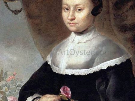 Young Woman with a Rose by II Jacob Delff - Hand-Painted Oil Painting on Canvas Hot on Sale