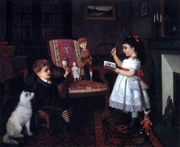 The Lesson by James Wells Champney - Hand-Painted Oil Painting on Canvas Online Hot Sale