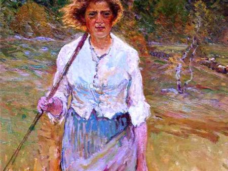 Woman with a Rake by John Joseph Enneking - Hand-Painted Oil Painting on Canvas For Sale