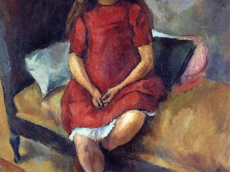 Young Girl in Red by Jules Pascin - Hand-Painted Oil Painting on Canvas Sale