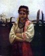 Ukranian Girl by a Fence by Ilia Efimovich Repin - Hand-Painted Oil Painting on Canvas Online now