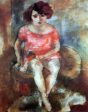 Woman in Red by Jules Pascin - Hand-Painted Oil Painting on Canvas Hot on Sale