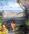 Women Bathing in Papara River by John La Farge - Hand-Painted Oil Painting on Canvas Online now