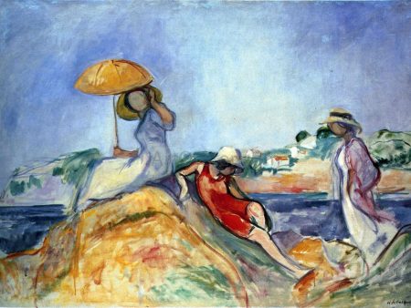 Three Women by the Sea by Henri Lebasque - Hand-Painted Oil Painting on Canvas For Sale