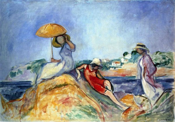 Three Women by the Sea by Henri Lebasque - Hand-Painted Oil Painting on Canvas For Sale