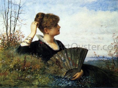 The Fan by James Wells Champney - Hand-Painted Oil Painting on Canvas on Sale