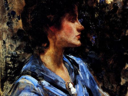 Young Woman In Blue -- Miss H. Strom by Sir James Jebusa Shannon - Hand-Painted Oil Painting on Canvas Hot on Sale