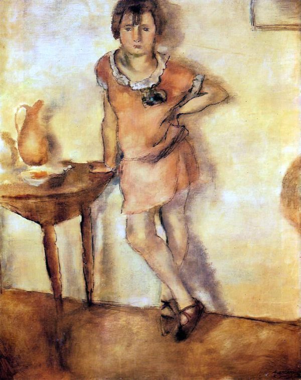 Young Girl in a Dress by Jules Pascin - Hand-Painted Oil Painting on Canvas For Sale