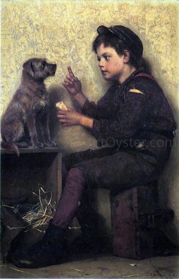 The Lesson by John George Brown - Hand-Painted Oil Painting on Canvas Online Sale