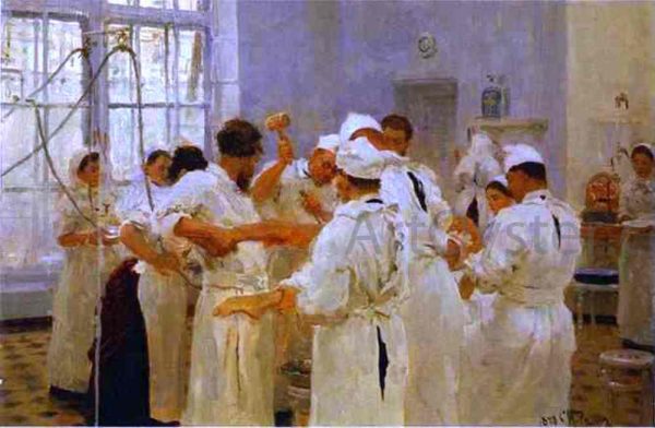 The Surgeon E. Pavlov in the Operating Theater by Ilia Efimovich Repin - Hand-Painted Oil Painting on Canvas on Sale