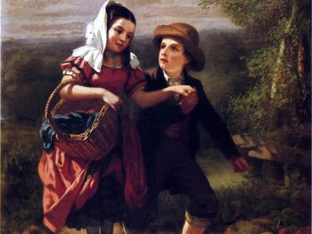 The Picnic by John George Brown - Hand-Painted Oil Painting on Canvas on Sale