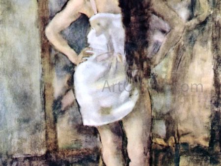 Young Girl Standing by Jules Pascin - Hand-Painted Oil Painting on Canvas For Sale