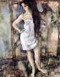 Young Girl Standing by Jules Pascin - Hand-Painted Oil Painting on Canvas For Sale