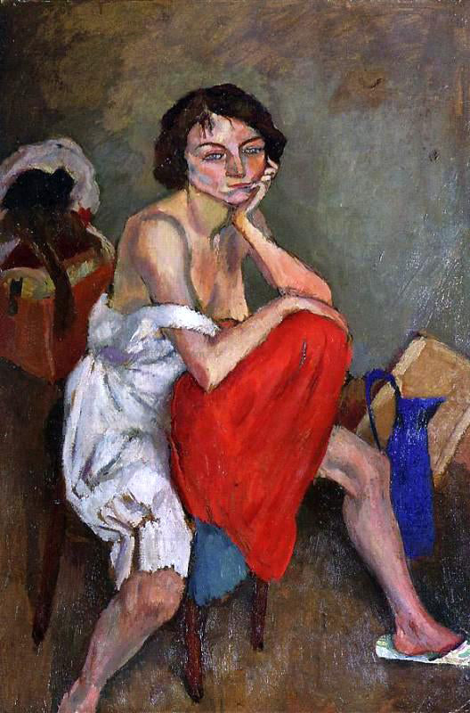 Woman Wearing White Pantaloons by Jules Pascin - Hand-Painted Oil Painting on Canvas Sale