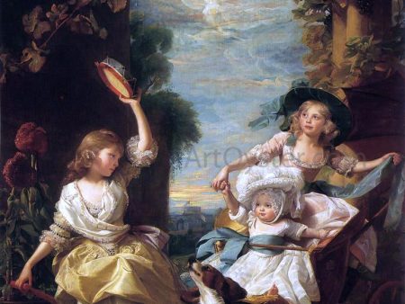 The Three Youngest Daughters of George III by John Singleton Copley - Hand-Painted Oil Painting on Canvas For Sale