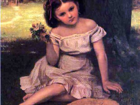 Young Girl with Flowers by John George Brown - Hand-Painted Oil Painting on Canvas Discount