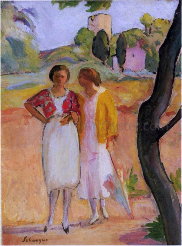 Two ladies on a stroll by Henri Lebasque - Hand-Painted Oil Painting on Canvas Online