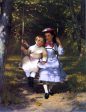 Two Girls on a Swing by John George Brown - Hand-Painted Oil Painting on Canvas Cheap