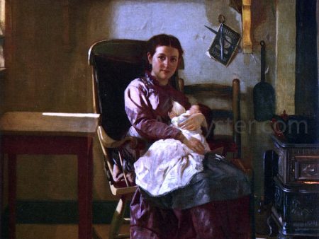 The Young Mother by John George Brown - Hand-Painted Oil Painting on Canvas on Sale