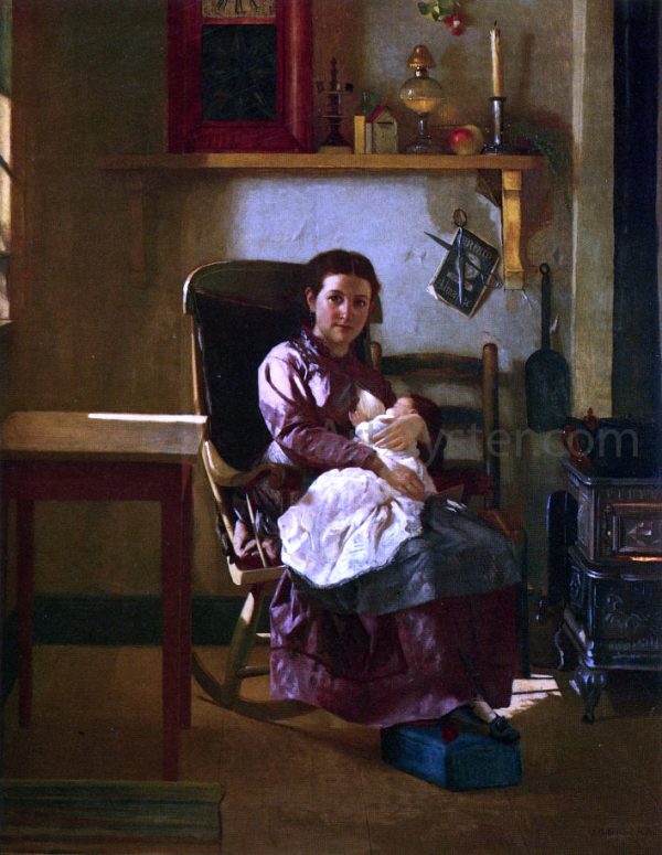 The Young Mother by John George Brown - Hand-Painted Oil Painting on Canvas on Sale