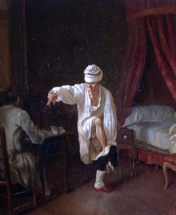 Voltaire s Morning by Jean Huber - Hand-Painted Oil Painting on Canvas For Sale