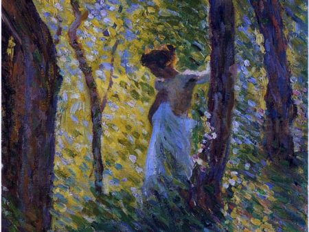 Young Girl in a Clearing by Henri Lebasque - Hand-Painted Oil Painting on Canvas For Discount