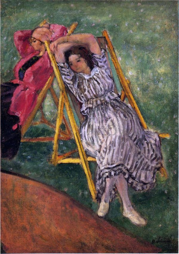 Two girls resting by Henri Lebasque - Hand-Painted Oil Painting on Canvas Discount