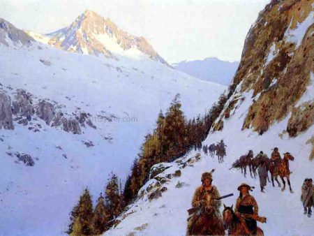 The Trail Over the Pass by Henry F Farney - Hand-Painted Oil Painting on Canvas Online Hot Sale