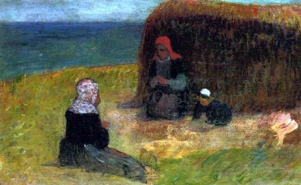 A Breton Women with Haystack by Henri Moret - Hand-Painted Oil Painting on Canvas Online Hot Sale