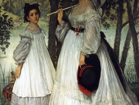 The Two Sisters; Portrait by James Tissot - Hand-Painted Oil Painting on Canvas Discount