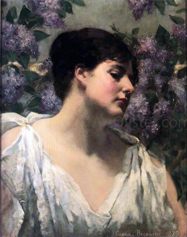 Under the Lilacs by James Carroll Beckwith - Hand-Painted Oil Painting on Canvas Hot on Sale