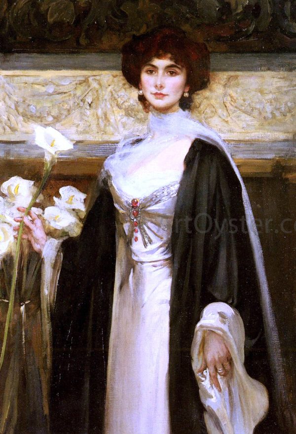 White Lilies by Sir James Jebusa Shannon - Hand-Painted Oil Painting on Canvas For Cheap