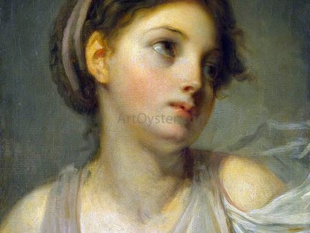 Young Girl in a Lilac Tunic by Jean Baptiste Greuze - Hand-Painted Oil Painting on Canvas Online