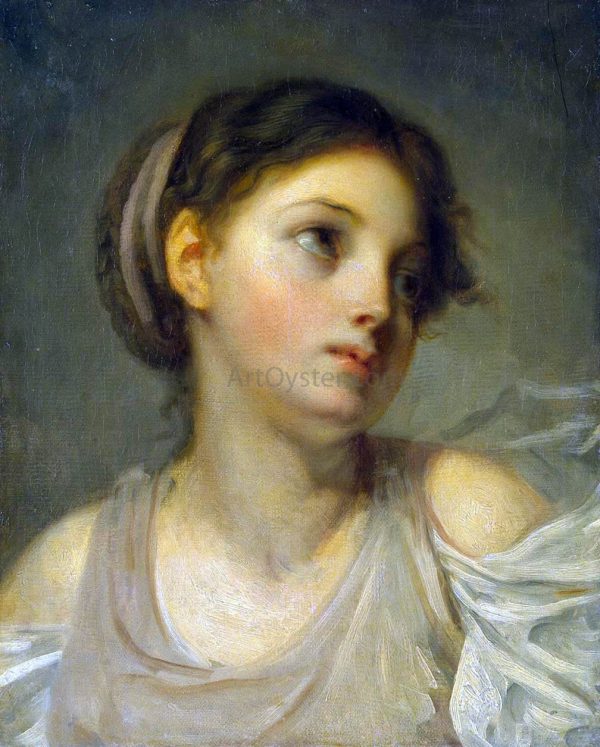 Young Girl in a Lilac Tunic by Jean Baptiste Greuze - Hand-Painted Oil Painting on Canvas Online