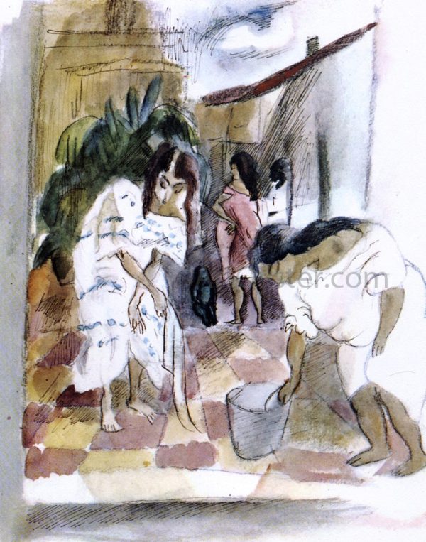 Women Washing the Floor by Jules Pascin - Hand-Painted Oil Painting on Canvas Supply