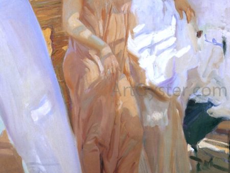 The Pink Wrap by Joaquin Sorolla Y Bastida - Hand-Painted Oil Painting on Canvas Sale