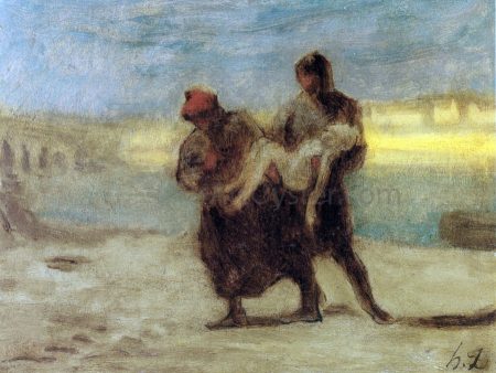 The Rescue by Honore Daumier - Hand-Painted Oil Painting on Canvas Online