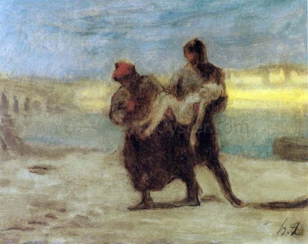 The Rescue by Honore Daumier - Hand-Painted Oil Painting on Canvas Online