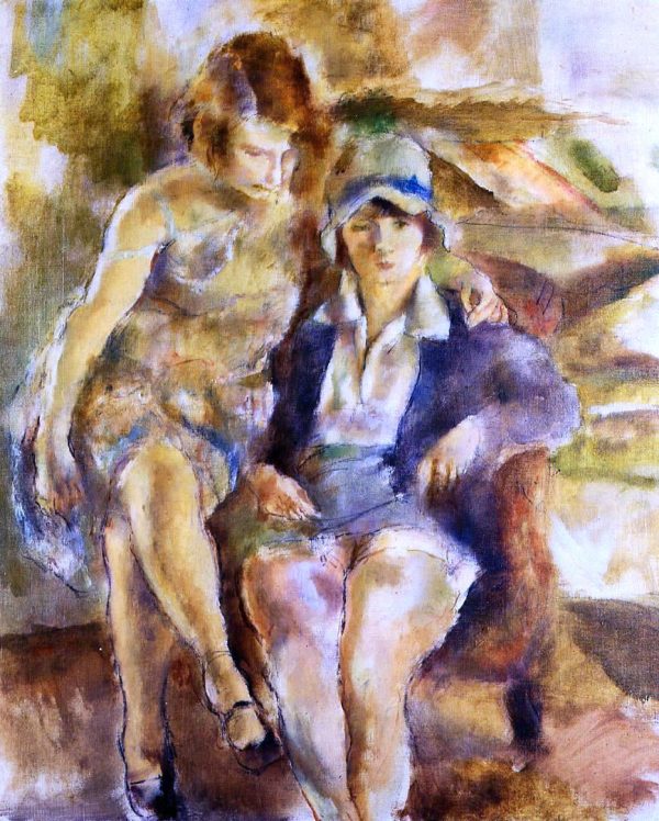 Zimette and Mirelle by Jules Pascin - Hand-Painted Oil Painting on Canvas Fashion